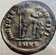 Ancient Roman Coin 383-388 AD Emperor Theodosius Foot On Captive Virtus Exerciti