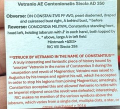 Vetranio for Constantius II AE Centenionalis Siscia AD 350, CONCORDIA MILITVM, ☧