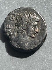 Nero Billon Tetradrachm Egypt Radiate bust Nero/Head of Augustus W. 12.82 gram.
