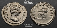 Julia Domna Ancient coin NGC Ch VF. AR Double-Denarius AD 193-217. A1310