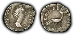 Silver AR Denarius Faustina the Elder Ancient Coin – Peacock – SKU-AN0228