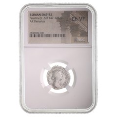 Faustina Jr Silver Denarius NGC Ch VF Certified Ancient Roman Empire Coin