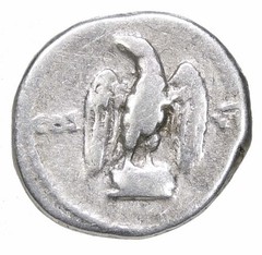 VESPASIAN / Eagle on Cippus COS VII. 76 AD Rome mint. Roman Empire Denarius Coin