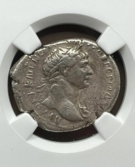Trajan Tridrachm Silver Roman Coin AD 98-117, NGC VF with Detailed Grades