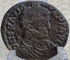 Ancient Roman Coin 378-383 AD Authentic Emperor Gratianus and Kneeling Female