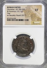 Diocletian, AD 284-305 – BI Nummus – Trier – NGC XF – ex Rauceby Hoard