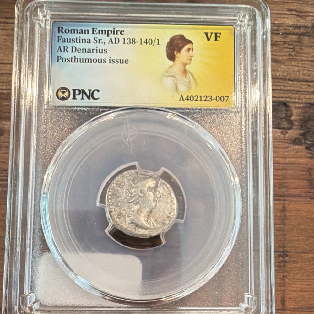 Faustina I AR Denarius Posthumous AD 138-140/1 VF PNC A402123-007