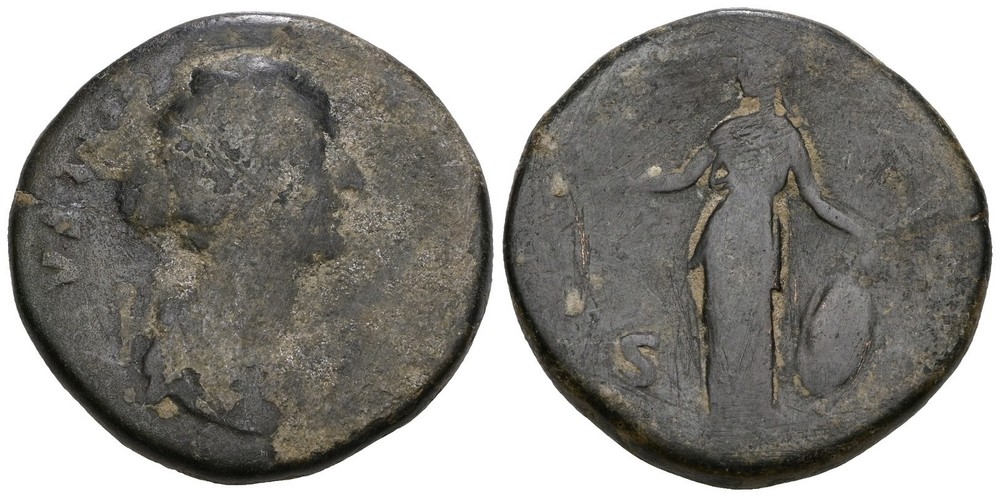 Roman Bronze Sestertius – Rome 147-175 – FAUSTINA II