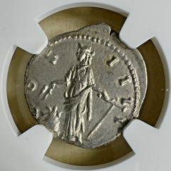 Roman Empire – Antoninus Pius AD 148 AR Denarius NGC XF “4th of 5 Good Emperors”