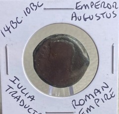 14 BC-10 BC Ancient Roman Coin Emperor Augustus Iulia Traducta 2000 Years Old