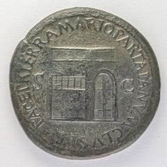 Roman Empire AE Sestertius of Nero Twin Janus Reverse AD:54
