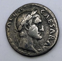 68-69 AD Roman Empire Galba AR Denarius VF RSC-55 Livia Standing Rome Mint