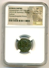 NGC Roman Empire Constantinian c AD 330-340 AE3/4 Nummus rv Victory VF