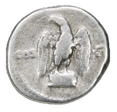 VESPASIAN / Eagle on Cippus COS VII. 76 AD Rome mint. Roman Empire Denarius Coin