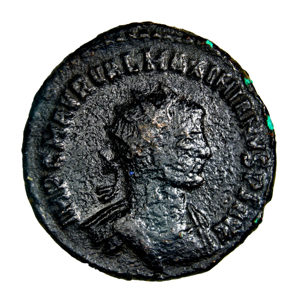 Maximianus AE Antoninianus Jupiter and Hercules Antioch AD 285 Roman Coin COA