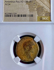 Antoninus Pius NGC Ancient Roman Bronze Coin 138-161 AD Wreath Genuine AE24 Rare
