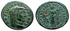 *AET* GALERIUS MAXIMIANUS AE Follis. EF-. Rome mint. Sacra Moneta.