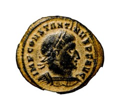 VERY RARE S(dot)T Constantine I (307/310-337) AE Follis Ticinum Roman Coin COA