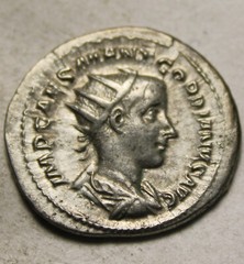 Gordian III Rare genuine ancient Roman Silver coin Antoninianus 238 PAX scepter
