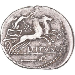 [#1068632] Coin, Tituria, Denarius, 89 BC, Rome, VF(30-35), Silver, Crawford:344