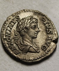 Rare genuine ancient Roman Silver coin (EF) AR denarius 201AD Caracalla Victory