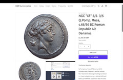 NGC “XF” 5/5-3/5 Q.Pomp. Musa, c.66/56 BC Roman Republic AR Denarius 3.94g/ 20mm