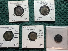 Constantine II A.D. 316-361 Ancient Roman Bronze Follis 5 Coin Set