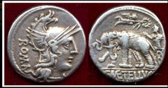 C.Caecilius Metellus Caprarius 125 BC-​​Silver denarius, 17mm, 3.86 grams Obv:h