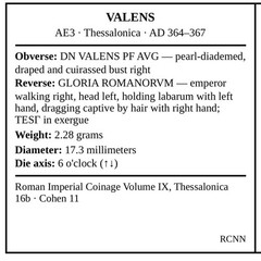 Valens AE3 Roman Bronze — GLORIA ROMANORVM — Thessalonica — 364–367 AD