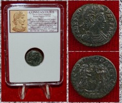 Ancient Roman Empire Coin CONSTANTIUS II Two Victories Holding Wreaths