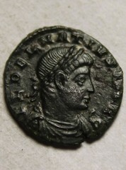 Rare genuine ancient Roman coin Delmatius 336AD Legion Soldiers spears standard