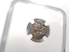 She-Wolf Twins Constantine NGC Ch AU Roman Empire Nummus Remus Roma Epfig Hoard