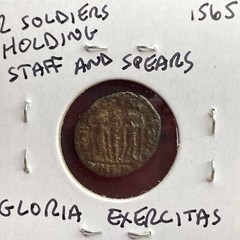 Genuine Ancient Roman Coin 330-336AD Constantius II Gloria Exercitas 2 Soldiers