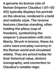 Roman Emperor Claudius I 41AD-50AD Genuine Ancient Coin Libertas Standing Rome
