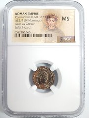 Constantine II Roman Empire BI Nummus AE3/4 NGC MS Ancient Epfig Hoard Pedigree