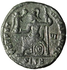 Severus II as Caesar AE Follis “Roma Enthroned” Siscia Rare