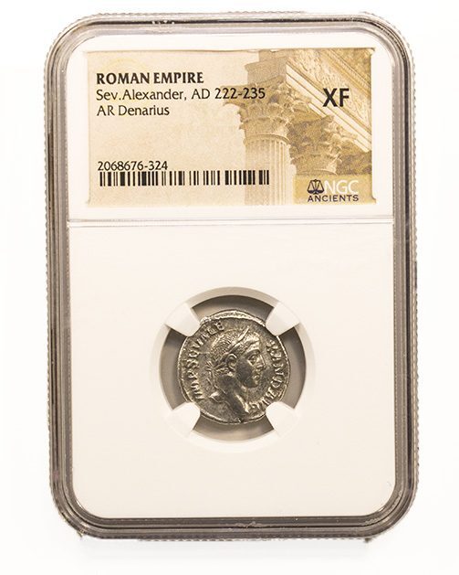 Severus Alexander Silver Denarius (AD 222-235) – NGC XF Grade Collectible Coin