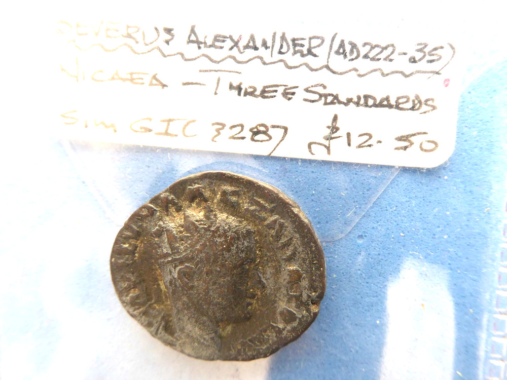 B70) Severus Alexander Nicaea Bithynia Three Legionary Standards 20mm £25.00