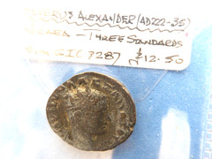 B70) Severus Alexander Nicaea Bithynia Three Legionary Standards 20mm £25.00