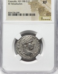 Caracalla 198-217 AD, NGC XF, HUGE Silver Tetradrachm, ANTIOCH Roman Empire Coin
