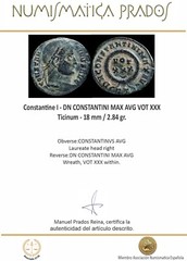 Constantine I – DN CONSTANTINI MAX AVG VOT XXX, Ticinum – 18 mm / 2.84 gr.