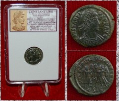 Ancient Roman Empire Coin CONSTANTIUS II Two Victories Holding Wreaths
