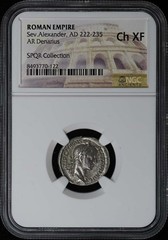 Sev.Alexander, AD 222-235 ROMAN EMPIRE AR Denarius NGC XF45