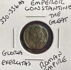 Constantine The Great Roman Coin 330-336AD Nice Detail 2 Soldiers Gloria Ex