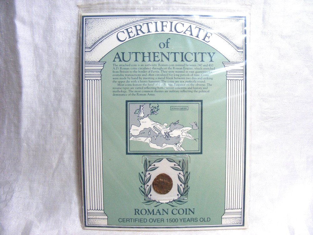 ANCIENT ROMAN COIN 240 AD – 410AD WITH COA c