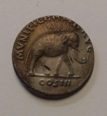 Rare (140-144) AD Ancient Roman mini Antoninus/Elephant Denarius 18mm.