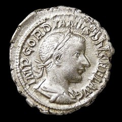 GORDIAN III on Horseback! XF Scarce Roman Empire Silver Denarius Coin RIC 81