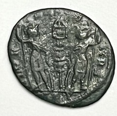 ROMAN EMPIRE. Delmatius, 335-337 AD. Soldiers with standards