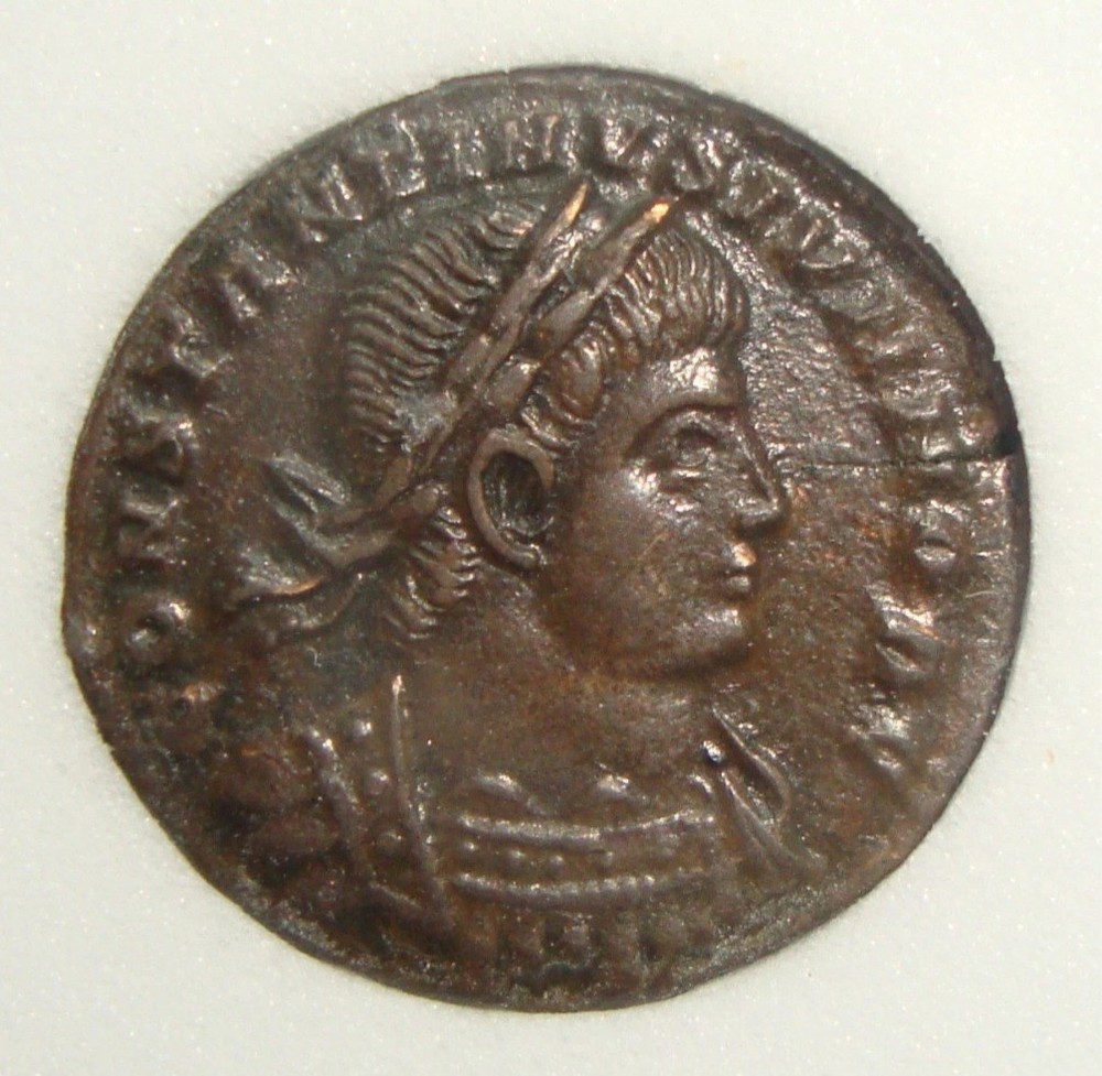 Constantine II Caesar Roman Coin MS-62 NNC Nummus Thessalonica RIC 184 Bronze