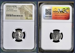 Roman Empress Faustina Jr NGC Genuine Silver Denarius Ancient Coin 147-175AD